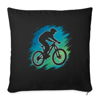 Mountain bike silhouette in vintage style - Sofa pillowcase 17,3'' x 17,3'' (45 x 45 cm) - black - Front