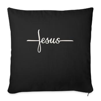 Conception du lettrage de la croix de Jésus - Housse de coussin décorative 45 x 45 cm - noir - Devant
