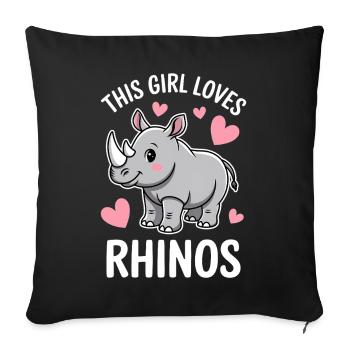 Rhino Disant Rhinos Drôle Rhino Cadeau - Housse de coussin décorative 45 x 45 cm - noir - Devant