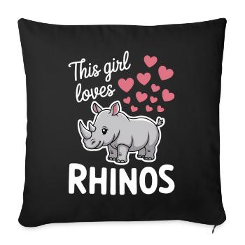 Rhino Disant Rhinos Drôle Rhino Cadeau - Housse de coussin décorative 45 x 45 cm - noir - Devant