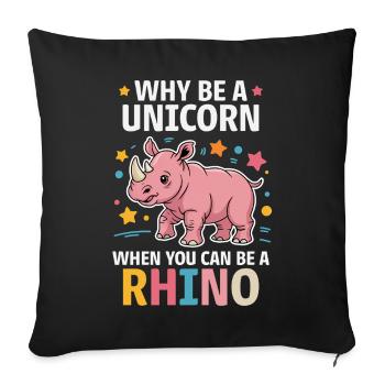 Rhino Disant Rhinos Drôle Rhino Cadeau - Housse de coussin décorative 45 x 45 cm - noir - Devant