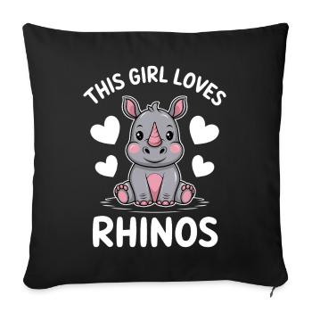 Rhino Disant Rhinos Drôle Rhino Cadeau - Housse de coussin décorative 45 x 45 cm - noir - Devant