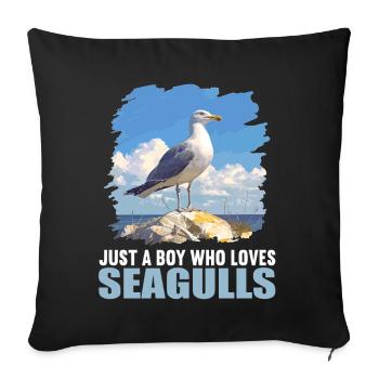 Seagulls Seagull - Sofa pillowcase 17,3'' x 17,3'' (45 x 45 cm) - black - Front