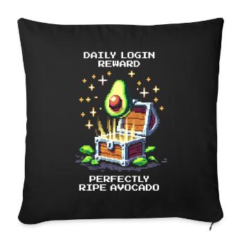 Bonus de connexion : Avocat parfait | XP de collation quotidienne - Housse de coussin décorative 45 x 45 cm - noir - Devant