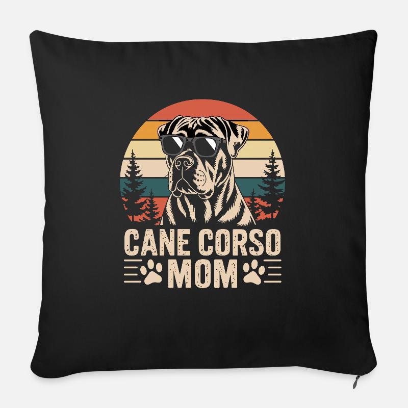 Stolze Cane Corso Mama Retro Design - Sofakissenbezug 45 x 45 cm - Schwarz
