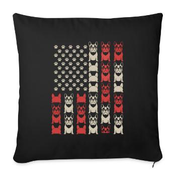 French Bulldogs Flag Dog Paws Pattern - Sofa pillowcase 17,3'' x 17,3'' (45 x 45 cm) - black - Front