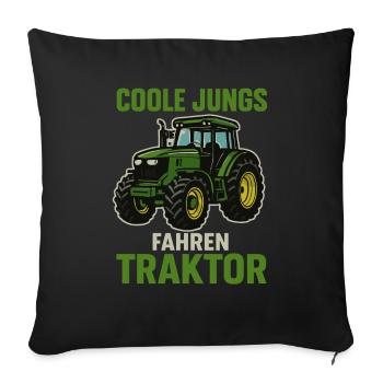 Cool Guys Driving Tractor – Farm Saying - Sofa pillowcase 17,3'' x 17,3'' (45 x 45 cm) - black - Front