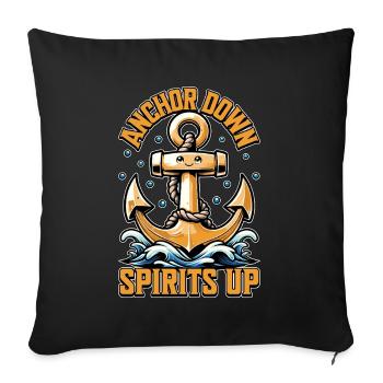 Sailing Anchor Down Spirits Up Loves Sailing Boat - Sofakissenbezug 45 x 45 cm - Schwarz - Vorne