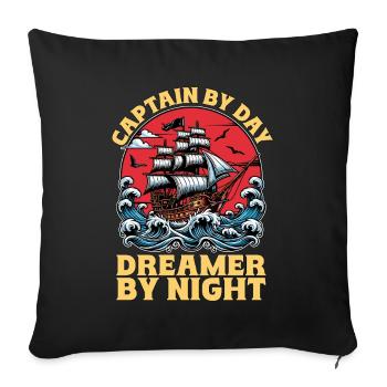Capitaine de voile Le jour Rêveur La nuit Pêcheur - Housse de coussin décorative 45 x 45 cm - noir - Devant
