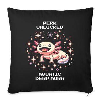 Axolotl Aura | Lustige Amphibie Retro Pixel - Sofakissenbezug 45 x 45 cm - Schwarz - Vorne