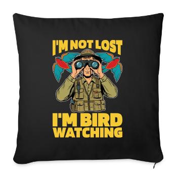 Ornithologie Je ne suis pas perdu Je suis un amateur d’observation des oiseaux - Housse de coussin décorative 45 x 45 cm - noir - Devant