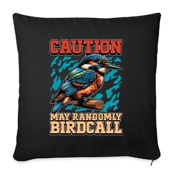 Ornithologie Attention Peut Observation aléatoire des oiseaux - Housse de coussin décorative 45 x 45 cm - noir - Devant