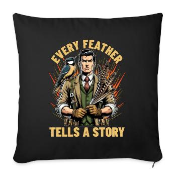 Ornithology Every Feather Tells A Story Zoologist - Sofakissenbezug 45 x 45 cm - Schwarz - Vorne