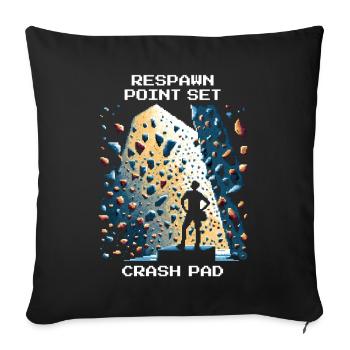Respawn: Crash Pad | Bouldering Pixel Art - Sofa pillowcase 17,3'' x 17,3'' (45 x 45 cm) - black - Front