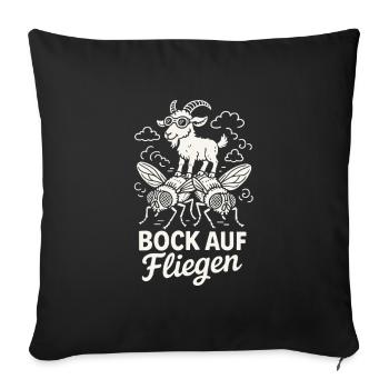 Hôtesse de l’air drôle de buck sur le dicton de vol - Housse de coussin décorative 45 x 45 cm - noir - Devant
