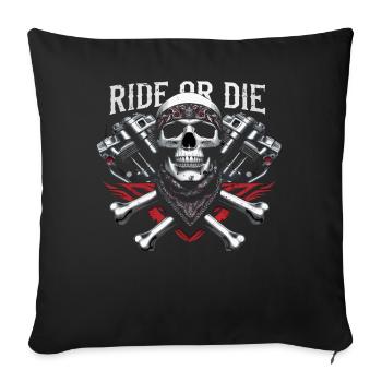 Motorcycle Skull Ride or Die Biker Chopper Rock - Sofa pillowcase 17,3'' x 17,3'' (45 x 45 cm) - black - Front