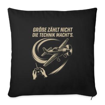Avion RC Dire drôle modèle d’avion - Housse de coussin décorative 45 x 45 cm - noir - Devant