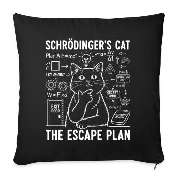 Schrödinger's Cat Escape Plan - Sofa pillowcase 17,3'' x 17,3'' (45 x 45 cm) - black - Front