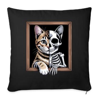 Schrödinger's cat dead alive - Sofa pillowcase 17,3'' x 17,3'' (45 x 45 cm) - black - Front