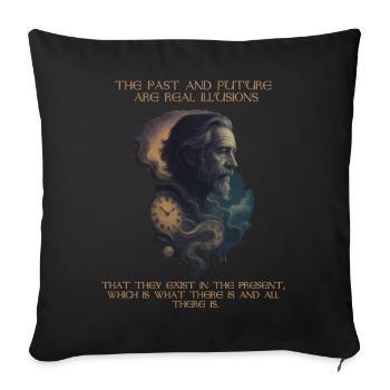 Alan Watts Zeit Zitat Kunst - Sofakissenbezug 45 x 45 cm - Schwarz - Vorne