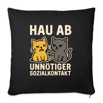 Get Out – Contact social inutile (Cat Design) - Housse de coussin décorative 45 x 45 cm - noir - Devant