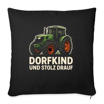 Dorfkind & Stolz Drauf – Traktor Design - Sofa pillowcase 17,3'' x 17,3'' (45 x 45 cm) - black - Front