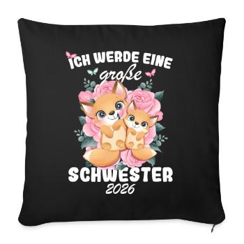 Announcing offspring I'm going to be a big sister in 2026 - Sofa pillowcase 17,3'' x 17,3'' (45 x 45 cm) - black - Front