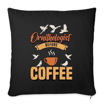 Ornithologue avant l’observation des oiseaux du café Amateur de café - Housse de coussin décorative 45 x 45 cm - noir - Devant