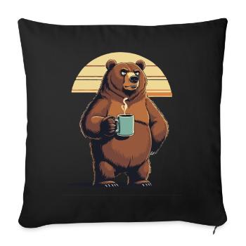 Grim Bear Coffee Mug Bears Coffee Tired - Sofa pillowcase 17,3'' x 17,3'' (45 x 45 cm) - black - Front
