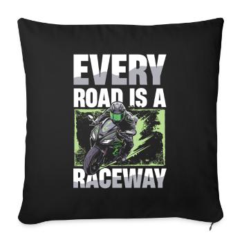 Chaque route est une piste de course Motards - Housse de coussin décorative 45 x 45 cm - noir - Devant