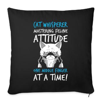 Cats, middle finger, cat in the car, cats lovers - Sofa pillowcase 17,3'' x 17,3'' (45 x 45 cm) - black - Front