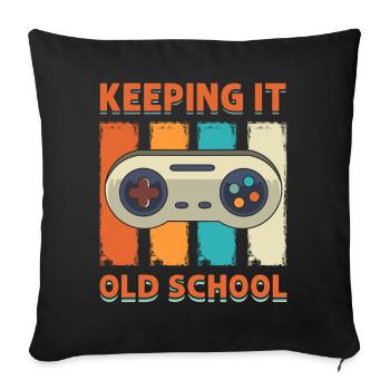 Gamer Vintage 80er 90er Arcade Gaming - Sofakissenbezug 45 x 45 cm - Schwarz - Vorne