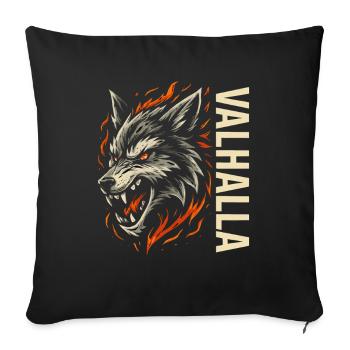 Valhalla Wolf – Nordischer Kriegergeist - Sofakissenbezug 45 x 45 cm - Schwarz - Vorne