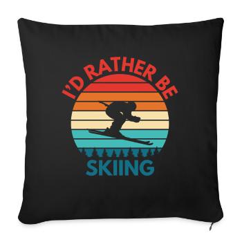 Ski Vacances de ski Ski Dicton skieur - Housse de coussin décorative 45 x 45 cm - noir - Devant