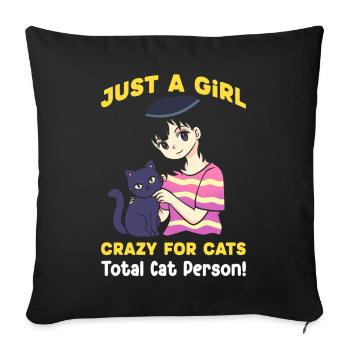 Seule fille qui aime les chats Cadeaux - Housse de coussin décorative 45 x 45 cm - noir - Devant