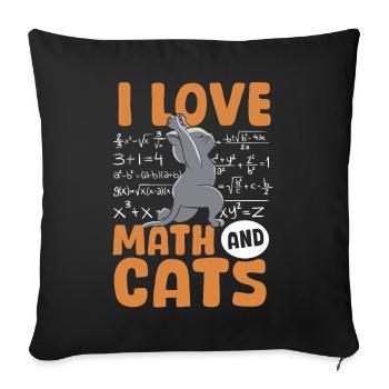 Math Cats Cat Lover Teacher Students - Sofa pillowcase 17,3'' x 17,3'' (45 x 45 cm) - black - Front