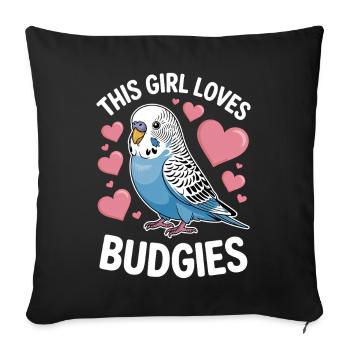 Perruche disant drôle de perruche cadeau - Housse de coussin décorative 45 x 45 cm - noir - Devant