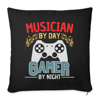 Musiciens le jour, joueurs la nuit - Housse de coussin décorative 45 x 45 cm - noir - Devant