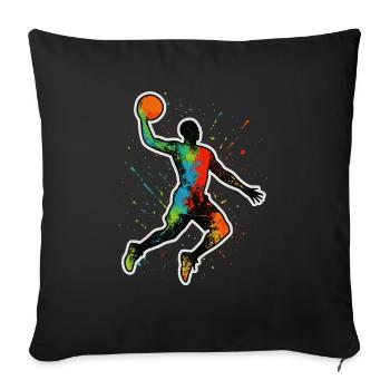 Basketball Splash Dunk – Color explosion in motion - Sofa pillowcase 17,3'' x 17,3'' (45 x 45 cm) - black - Front
