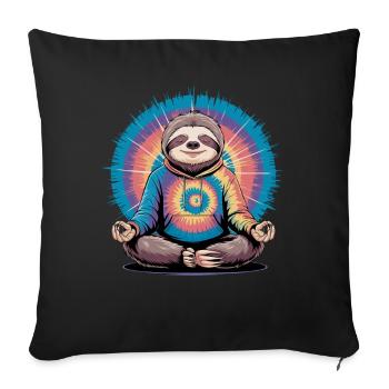 Meditating sloth in rainbow look - Sofa pillowcase 17,3'' x 17,3'' (45 x 45 cm) - black - Front