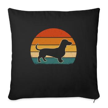 Vintage Dachshund Silhouette – Retro Sunset - Sofa pillowcase 17,3'' x 17,3'' (45 x 45 cm) - black - Front