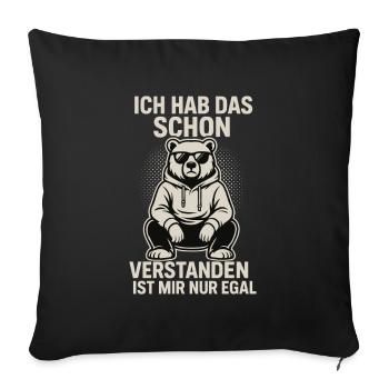 J’ai compris, je m’en fiche | Drôle - Housse de coussin décorative 45 x 45 cm - noir - Devant
