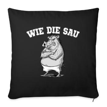 Comment l’illustration de la truie de sanglier est humoristique - Housse de coussin décorative 45 x 45 cm - noir - Devant