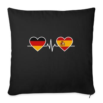 Germany Spain Heartbeat - Sofa pillowcase 17,3'' x 17,3'' (45 x 45 cm) - black - Front