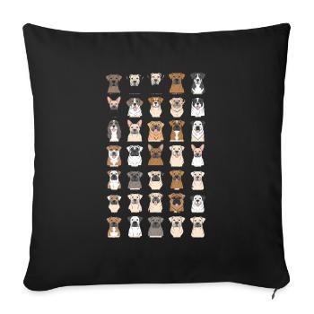 Portraits de bouledogues polyvalents pour les amoureux - Housse de coussin décorative 45 x 45 cm - noir - Devant
