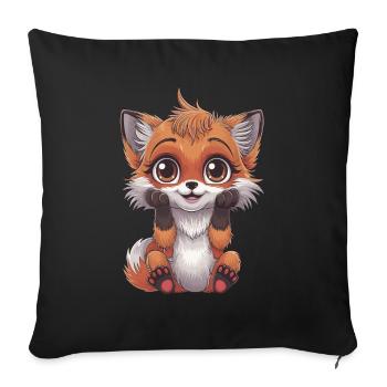 Cute cartoon fox with big eyes and - Sofa pillowcase 17,3'' x 17,3'' (45 x 45 cm) - black - Front