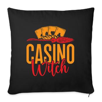 Jeux d’argent Fan Casino Sorcière Casino - Housse de coussin décorative 45 x 45 cm - noir - Devant
