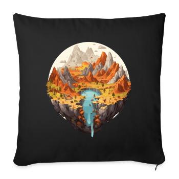 Fascinating landscape with waterfall and mountains - Sofa pillowcase 17,3'' x 17,3'' (45 x 45 cm) - black - Front
