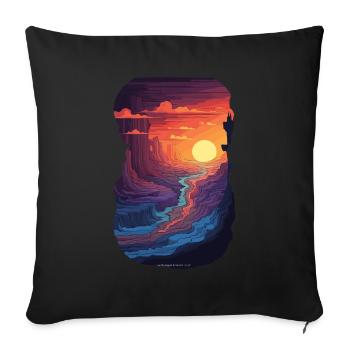 Coucher de soleil dans le canyon - Aventure dans le - Housse de coussin décorative 45 x 45 cm - noir - Devant