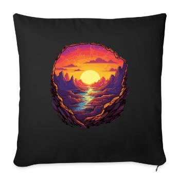 Spektakulärer Sonnenuntergang in Pixelkunst über - Sofakissenbezug 45 x 45 cm - Schwarz - Vorne